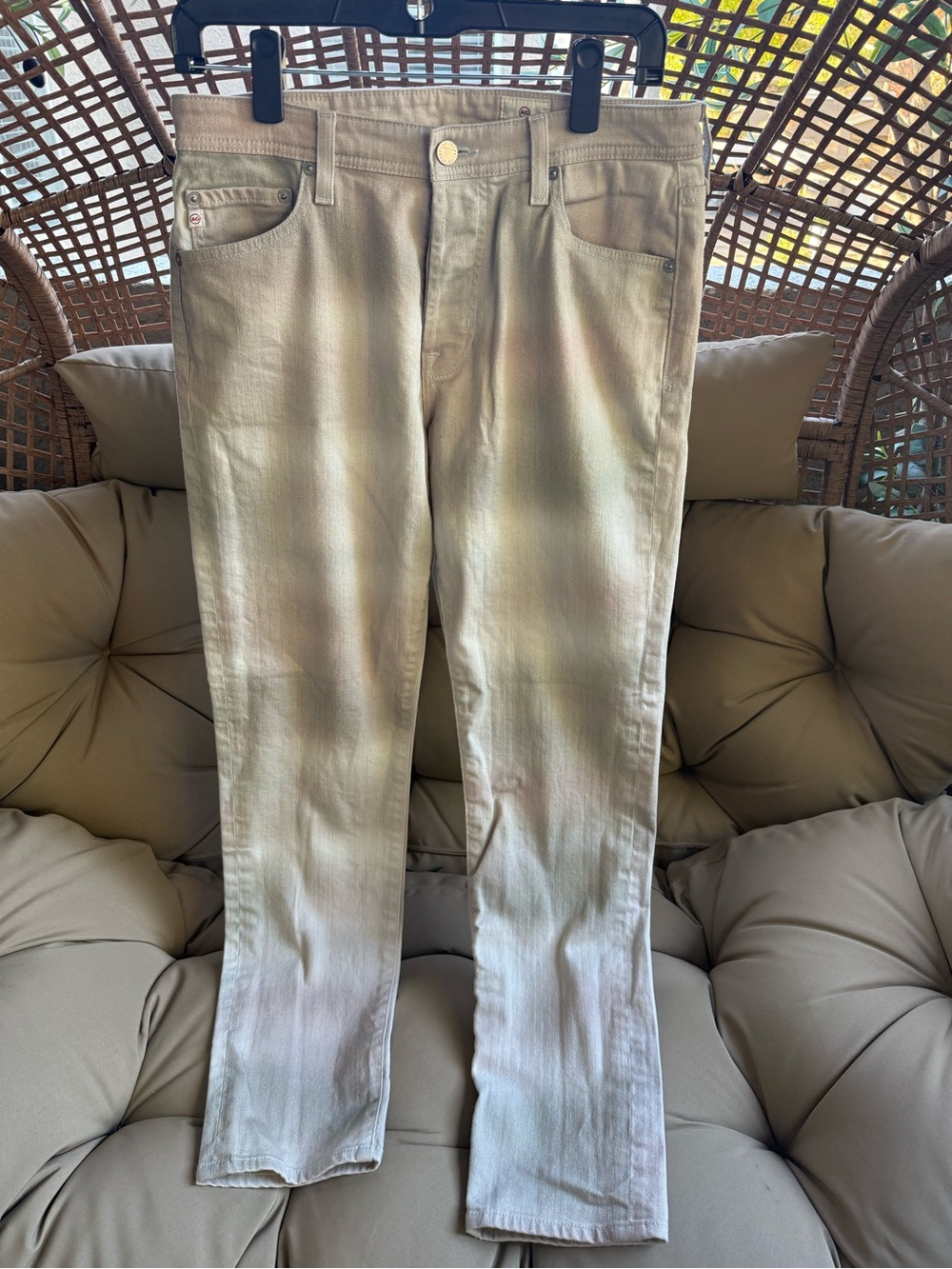 Ag Adriano Goldschmied Men's Tan to Cream Slim Straight Jeans